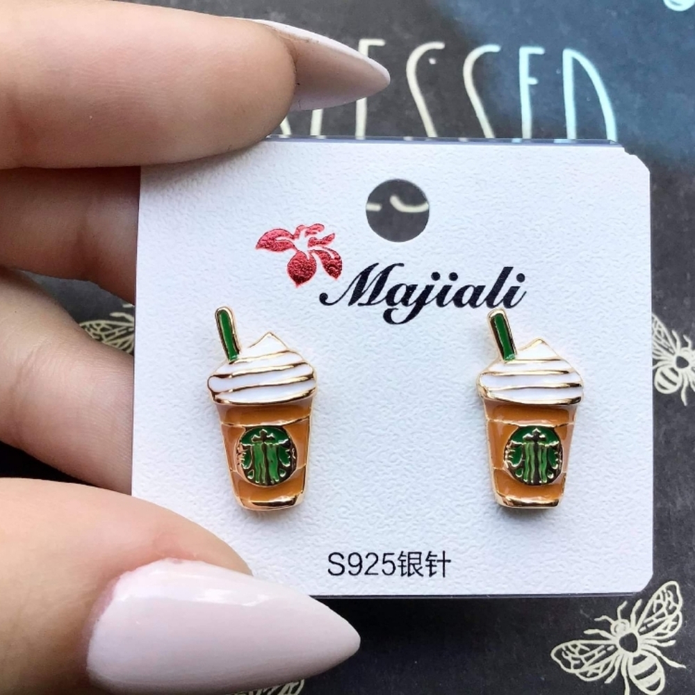 Coffe cup earrings Starbucks studs